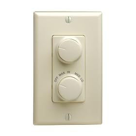 Leviton RTD01-10A 1.5 Amp 300W, 120 Volt AC 60Hz, Single-Pole, IllumaTech Electro-Mechanical, Rotary Combo Fan Speed Dimmer Control, Almond