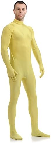 Yoyoda Spandex Lycra Tights Open Head Full Bodysuit Zentai Suit Yellow XL