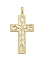 Fashion Cross Pendant Solid 14k Yellow Gold Charm Religious 1.25 inch