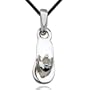 Platinum Plated Sterling Silver Genuine Diamond Accent Flip Flop Pendant on Black Thread, 18"