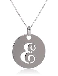 14k White Gold Italian Script Initial Disc Pendant Necklace, 18"