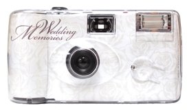 10 Pack Soft White Rose Disposable Wedding Cameras - Matching Table Cards Included - 27 Exposures - Built-in-flash - 35mm - 400 ISO Film