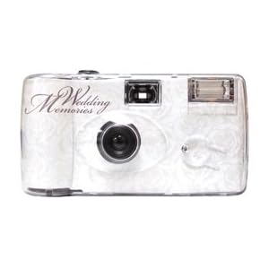 10 Pack Soft White Rose Disposable Wedding Cameras - Matching Table Cards Included - 27 Exposures -... by 