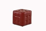Diamond Sofa Zen Collection Bonded Leather Tufted Cube Accent Ottoman, Red