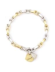 14k Solid Gold Two-Tone Dangle Heart-shaped Bracelet (11.9 gr.tw.)