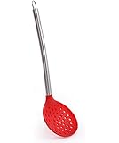 iNeibo Kitchen Silicone Skimmer Slotted Spoon - With Strong Silicone Covering Head And Stay-cool Stainless Steel Handle