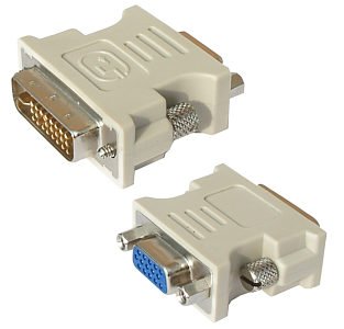 DVI Adapter (DVI zu VGA) Digital auf Analog Adapter für Grafikkarten, Beamer, und Monitore TFT (Crt)