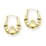 14k Gold Claddagh Hoop Earrings
