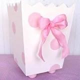 Hand Painted Wooden Wastebasket - Pink Polka Dot