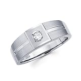 .11ct Diamond 14k White Gold Mens Wedding Solitaire Ring Band