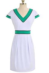 V-neck Knit Short Sleeves Above the Knee Evening Dress/Mini Dress 