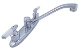 Peerless P9204 Polished Chrome 2 Handle Kitchen Faucet w/ Wood Handle Accents