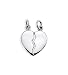 .925 Sterling Silver Split Heart Love Charm Pendant