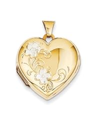 Genuine IceCarats Designer Jewelry Gift 14K & Rhodium Floral Heart Locket