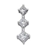 14k White 3 Stone 0.75 Ct Diamond Pendant