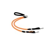 EZ Steps Low Impact Shock Absorbing Coupler Leash for Walking Two Dog up to 200 lbs. Combined Weight, Orange