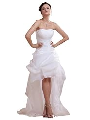 A-line Strapless Lace-Up Organza/Satin Wedding Dress 