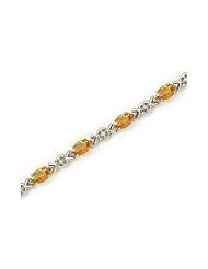 10K White Gold Oval Citrine and Diamond Bracelet