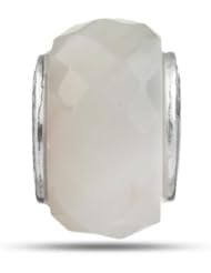 Mother Of Pearl Faceted Bead In Sterling Silver