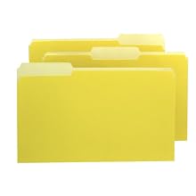 Pendaflex 1531/3YEL Pendaflex 2-Tone File Folders, 1/3 Cut, Top Tab, Legal, Light Yellow, 100/Box