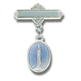 Sterling Silver Christening Baptism Baby Infant Pins Godchild Religious Mary Angel Blue Boy
