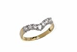 9ct Yellow and White Gold Ladies Stone Set Wishbone Ring