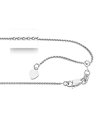 Sterling Silver Rhodium Plated Adjustable Wheat Chain (1.0mm)