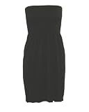 Strapless Seamless Black Tube Dress with Smocking Top