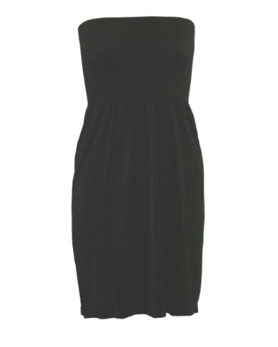 Strapless Seamless Black Smocking Tube Dress