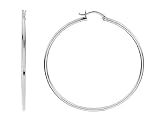 Large Classic 14K White Gold Hoop Earrings 2 Inches