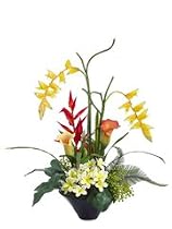 33 inch Guzmania / Calla Lily Artificial Flower Arrangement In Black Ceramic Vase 33 inch Guzmania / Calla Lily Artificial Flower Arrangement In B