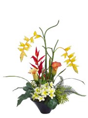 33 inch Guzmania / Calla Lily Artificial Flower Arrangement In Black Ceramic Vase 33 inch Guzmania / Calla Lily Artificial Flower Arrangement In B