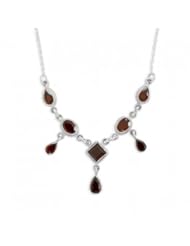 MMA Silver - 16 inch+1 inch Extension Garnet Necklace