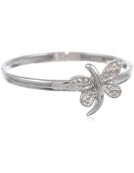 10k White Gold Dragonfly Ring with Diamond-Accent,  (0.004 cttw, I-J Color, I2-I3 Clarity), Size 7