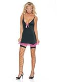 Lycra Garter Dress With Satin Bow And Mesh Trim by Leg avenue