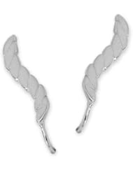 The Ear Pin 10k White Gold Flattened Rope Earrings