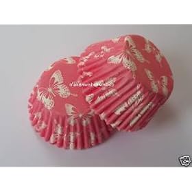 54 Pink Blush Butterfly baking cases / cupcake cases