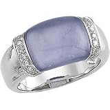 14K White Gold Genuine Chalcedony & Diamond Ring Size 6