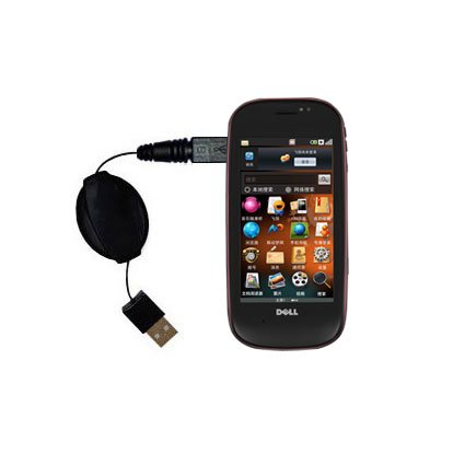 Retractable USB Cable for the Dell Mini 3 3i 3ix with Power Hot Sync and Charge capabilities - uses Gomadic TipExchange Technology