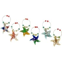 Art Glass Wine Charms Assorted StarfishTheme