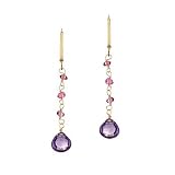 Amethyst and Pink Tourmaline Drop Earrings