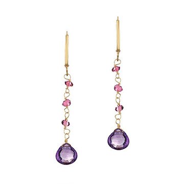 Amethyst and Pink Tourmaline Drop Earrings