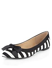 Pointed Toe Striped Bow Pumps