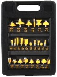 Router Bit Set, 24 Piece, Assorted Carbide Tipped Steel Bits, in Blow Molded Plastic Case Tools Equipment Hand Tools