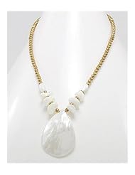 Cotton Waxed Thread Mother of Pearls Necklace In Brass