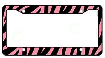 Plastic Animal Print License Plate Frame Made in USA- Zebra Pink