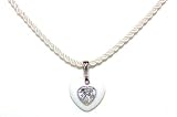 Angelique De Paris Petit Amour Platinum Rhodium Finish Twisted Silk Cord Necklace with Resin Heart Pendant in White