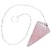 Faceted Natural Pink Rose Quartz Crystal Pendant Pendulum With Chain Image