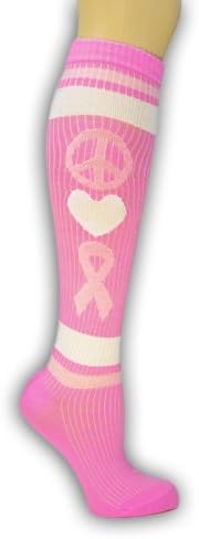 Pink Ribbon Breast Cancer Awareness Knee High Socks Sports Teams Walk