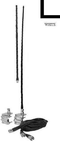 Accessories Unlimited Dual Three Foot Mirror Mount CB Antenna Kit WHITE